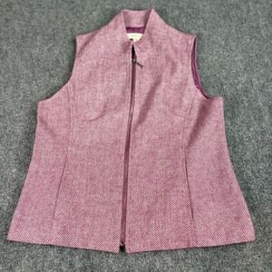 Coldwater Creek Vest Women's Purple Herringbone 12 Zip Wool‎ Blend Dark Academia